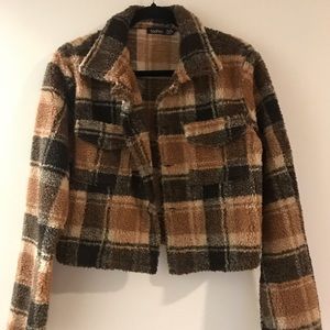 Plaid cropped shacket